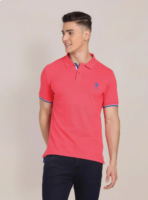 U.S. POLO ASSN. Men Solid Zip Neck Polyester T-Shirt